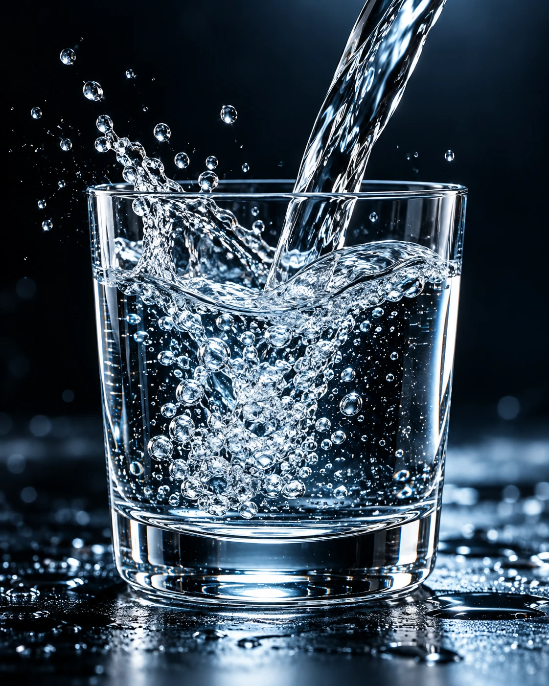 Agua purificada sirviéndose en un vaso